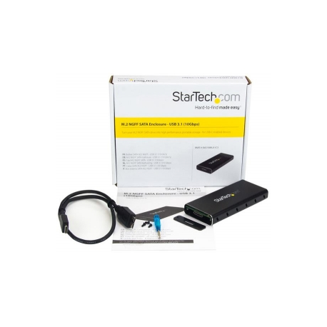 StarTech.com M.2 SSD Enclosure for M.2 SATA SSDs - USB 3.1 (10Gbps) with USB-C Cable - External Enclosure for USB-C Host - Aluminum (SM21BMU31C3) - Storage enclosure - M.2 - SATA 6Gb / s - USB 3.1 (Gen 2) - black, silver - for P / N: TBLT3MM1MA, TBLT3MM2M, TBLT3MM2MA - 5